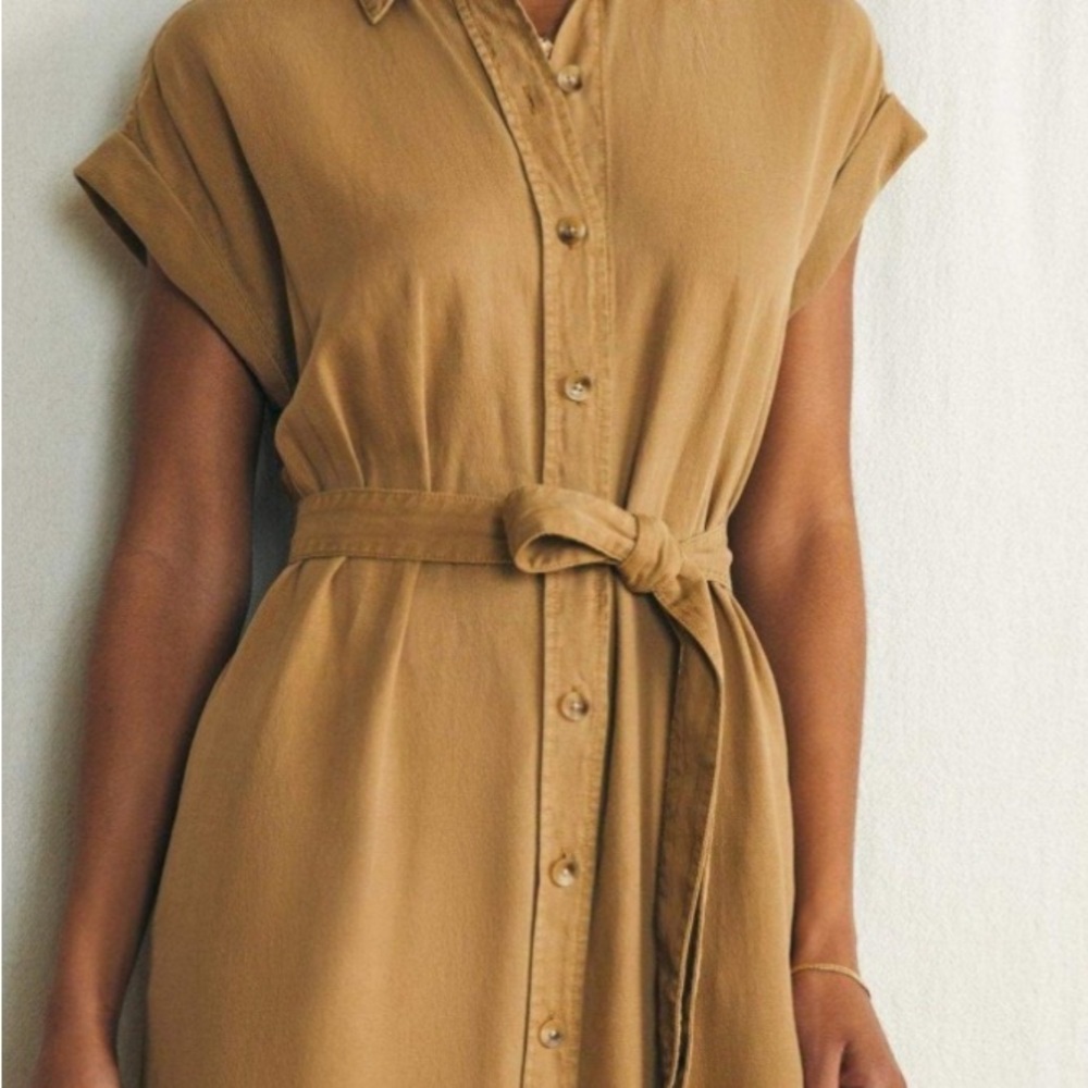 NWT Faherty Arlie Button Down Short Sleeve Midi Dress Size Medium
